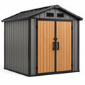 Abri de jardin en métal avec portes en bois et toit métallique 210x180x220 cm gris/noir
