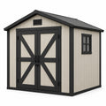 Abri de jardin en résine beige et noir avec cadre en acier