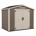 Abri de jardin en plastique marron/blanc avec portes doubles 230x229x252 cm