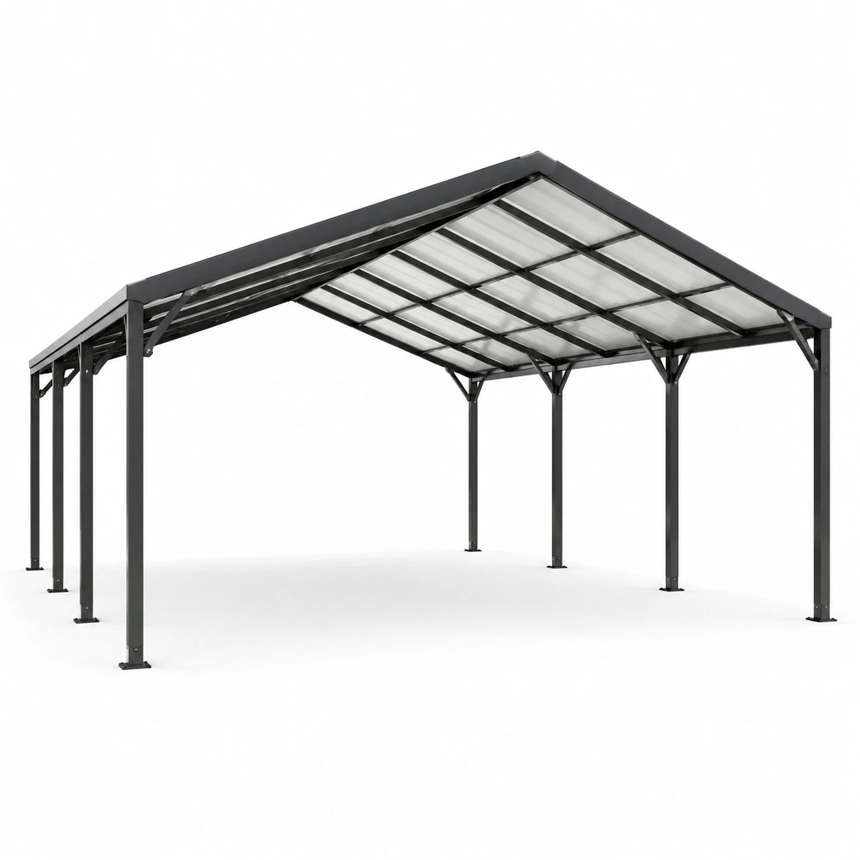 Abri voiture aluminium 6x5m toit polycarbonate translucide 6mm