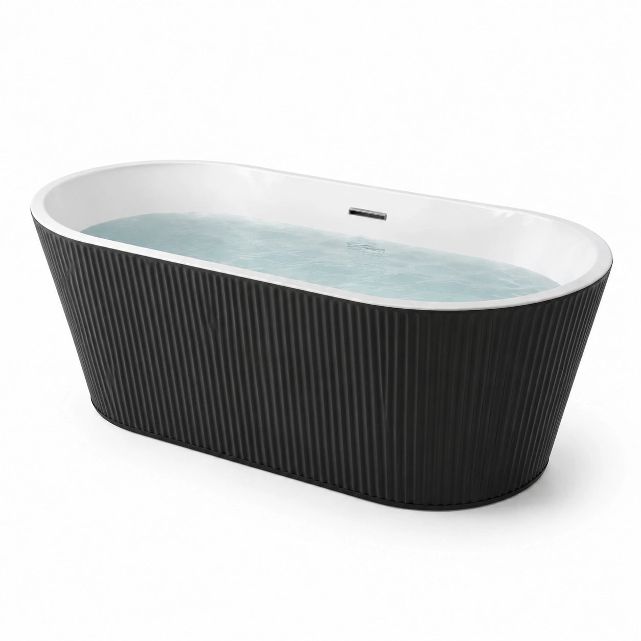 Baignoire îlot ovale 170 cm acrylique noir et blanc