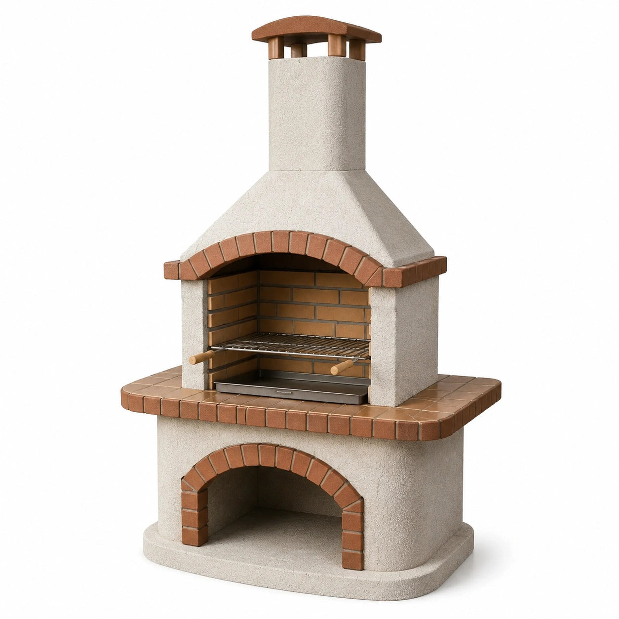 Barbecue en brique et béton avec grille en inox