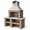 Barbecue en pierre naturelle et en acier inoxydable, 115 cm x 65 cm x 210 cm