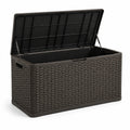 Coffre de rangement extérieur en polypropylène tressé 310L marron
