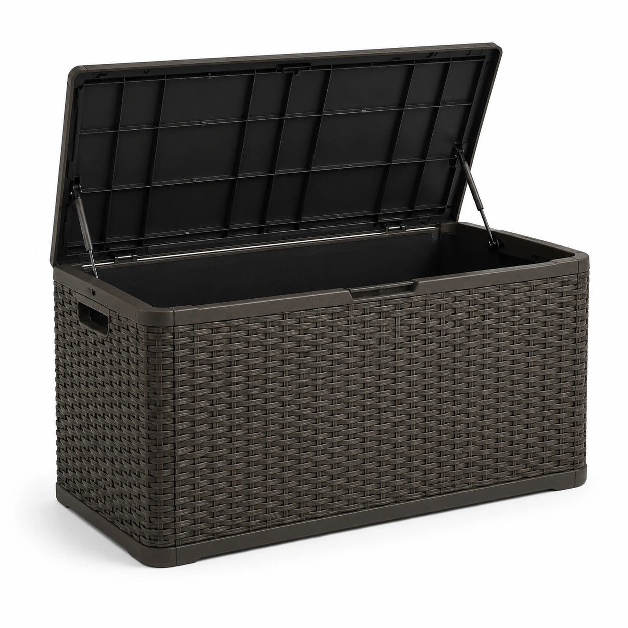 Coffre de rangement extérieur en polypropylène tressé 310L marron