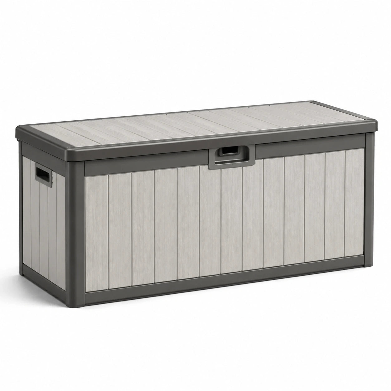 Coffre de rangement extérieur en plastique 120x45x60 cm beige/gris