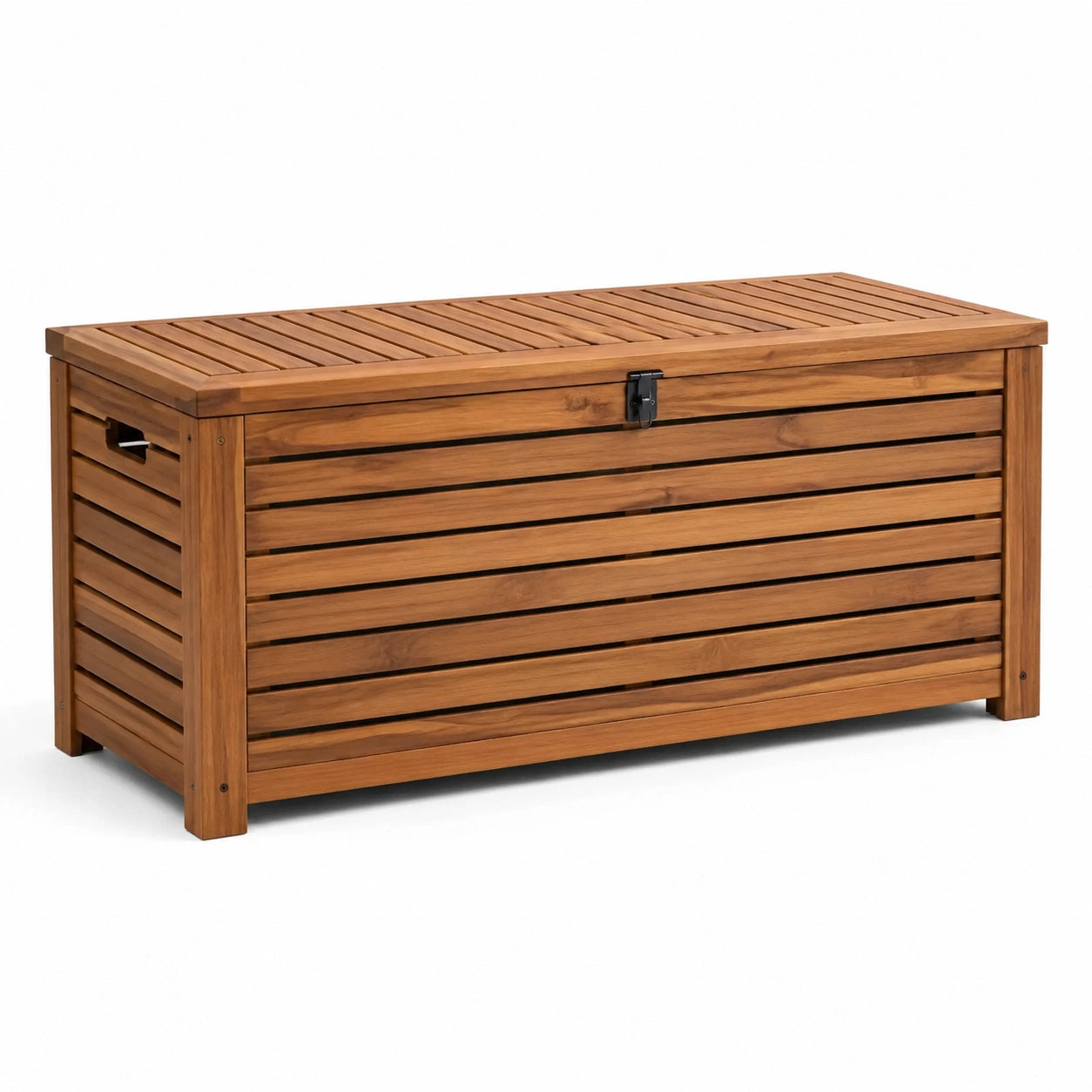Coffre de rangement en bois d'acacia pour extérieur