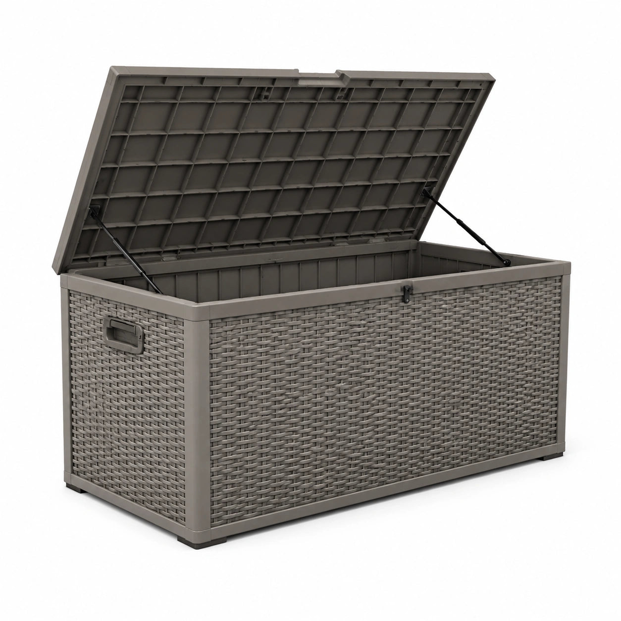 Coffre de rangement en plastique résistant aux intempéries gris 145x61x65cm