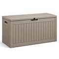 Coffre de rangement extérieur en plastique beige 120 x 60 x 55 cm