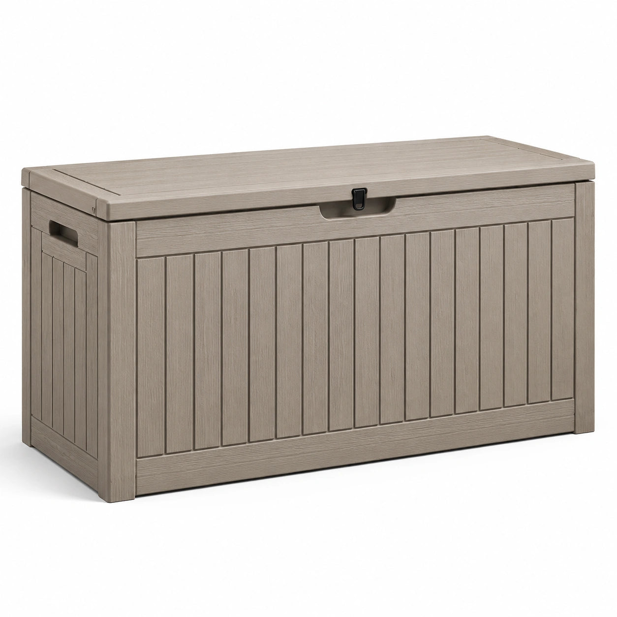 Coffre de rangement extérieur en plastique beige 120 x 60 x 55 cm