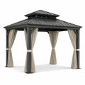 Tonnelle d'extérieur en aluminium et acier avec rideaux en polyester 3x3m