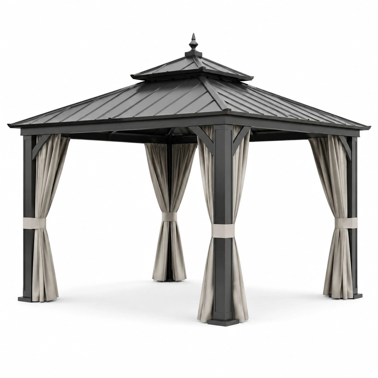 Pavillon en aluminium et acier avec rideaux en polyester 3.5m x 3.5m