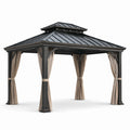 Pavillon en aluminium avec toit en acier et rideaux en polyester 3m x 4m