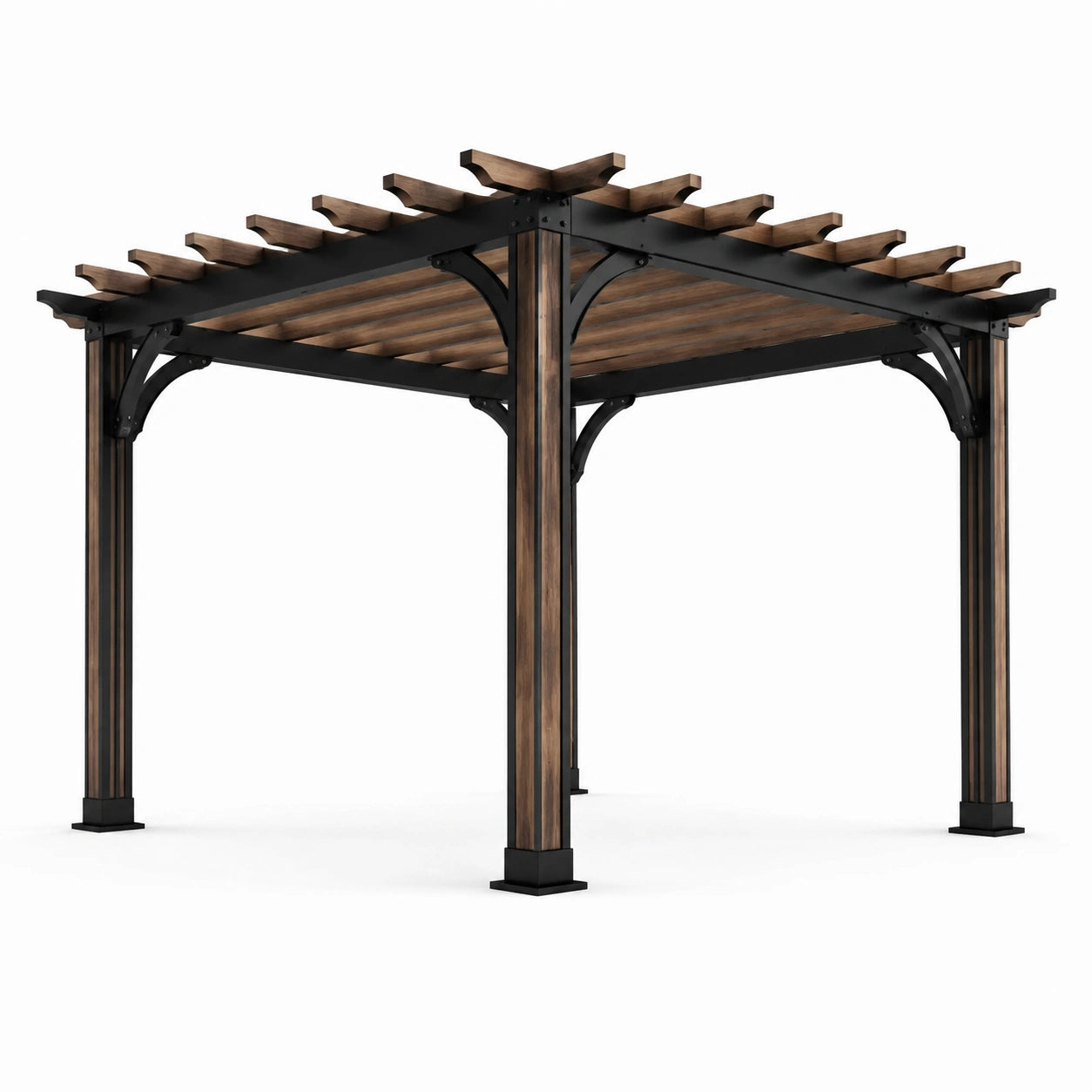 Pergola en aluminium et bois composite 300x300x250 cm marron/noir