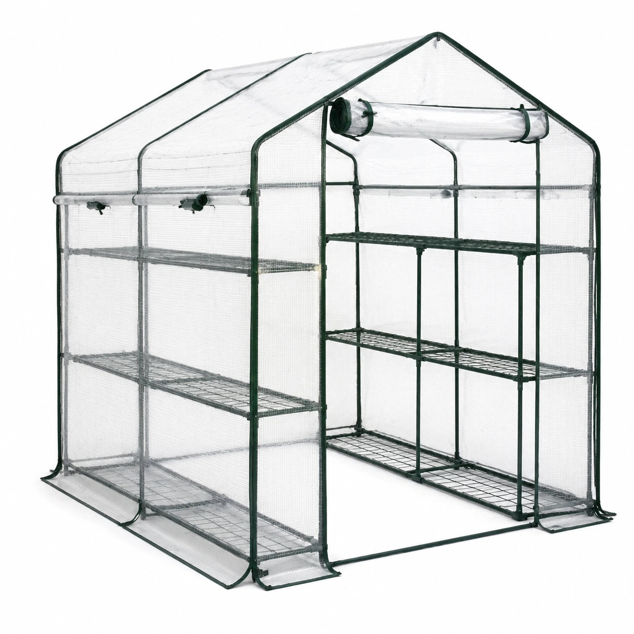 Serre de Jardin avec Étagères en Métal et Bâche en Polyéthylène Transparent