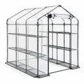 Serre de jardin en polyéthylène avec étagères métalliques 143x73x195cm