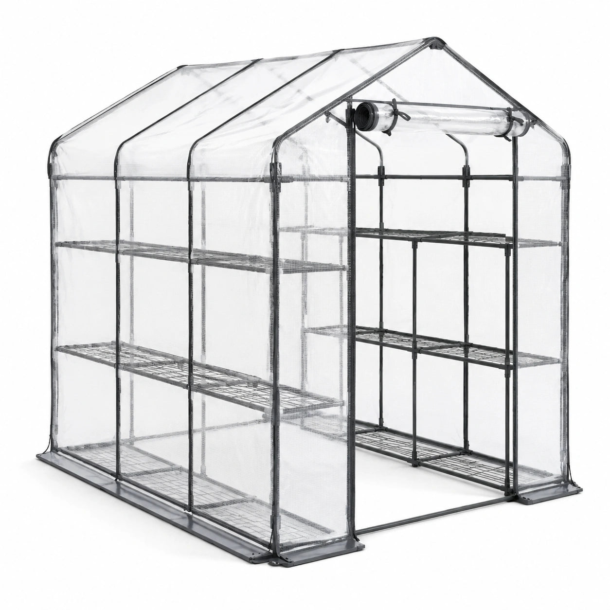 Serre de jardin en polyéthylène avec étagères métalliques 143x73x195cm