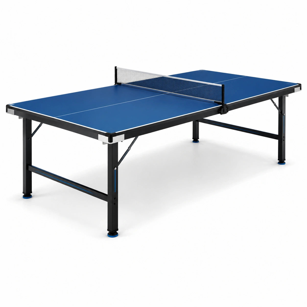 Table de ping-pong en bois et métal avec filet pliable